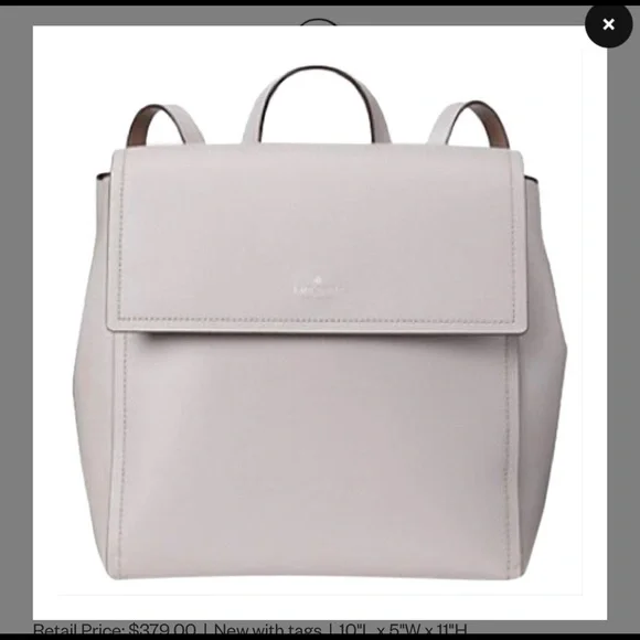 Kate Spade Light Gray Backpack KATE SPADE CARTER CADEN Light Gray Pebbled Leather Mini  main image 4
